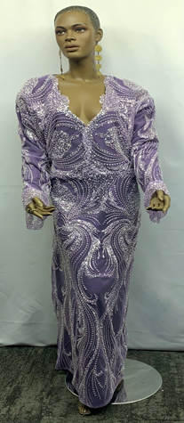 African-Custom-Lavender-Beaded-Long-Dress