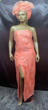 African-Peach-Lace-Long-Dress