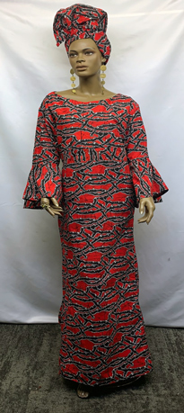 African-Red-Deep-Navy-Blue-Long-Dress