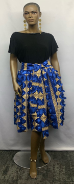 Custom-Tea-Length-Blue-Gold-Lace-Skirt