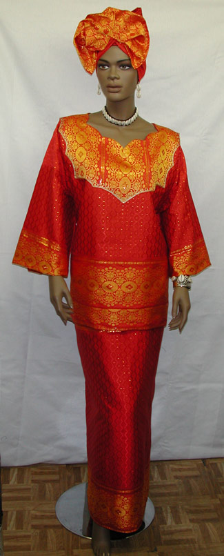 African Dress- Red and Gold African Dress