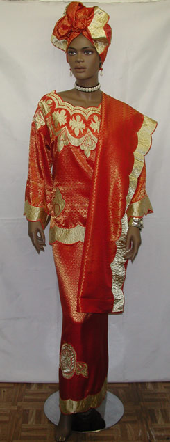 red and gold african dress