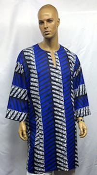 African Blue Two Toned Dashiki Shirt