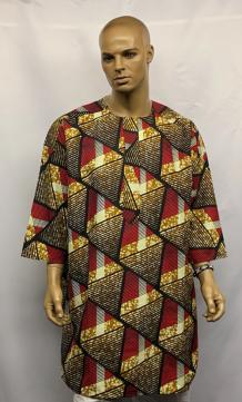 African Burgundy Close Neck Dashiki Shirt