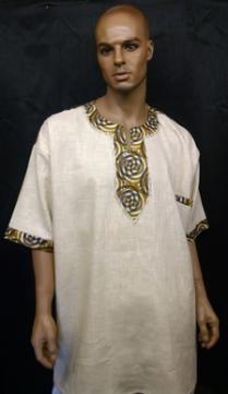 African Cream Linen Dashiki Print Shirt (All Sizes)