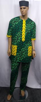 African-Custom-Green-Yellow-Print-Shokoto