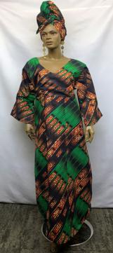 African-Hunter-Green-Print-Dress