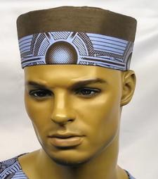 African Light Blue Brown Kufi Hat