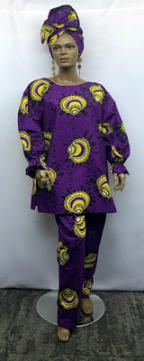 African-Purple-Yellow-Black-Print-Pants-Set