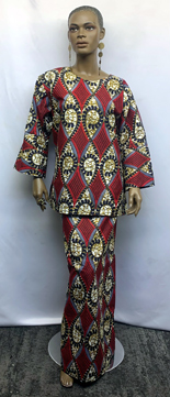 African-Red-Black-Gold-Diamond-Skirt-Set