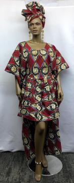 African-Red-Gray-Diamond-Makeba-Dress