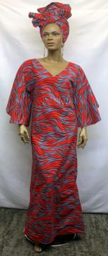 African-Red-Purple-Long-Dress