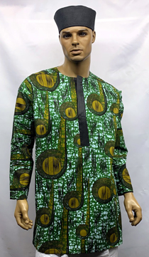 African-Shirt---African-Green-Print-Dashiki