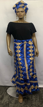 Custom-Blue-Gold-Layered-Skirt-Set