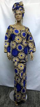 Elegant-African-Gold-Blue-Skirt-Set