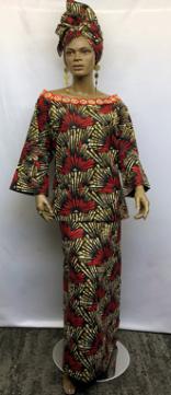 Elegant-African-Red-Print-Skirt-Set