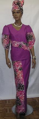 African Dress- Lavender tye-dye skirt set