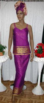 African Elegant Purple and Gold Skirt Set