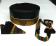 African Hats- Trim Black Leather Hat & Bowtie 