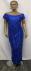 African Custom Royal Blue Off Shoulder Lace Dress