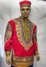 African Red Long Sleeve Nehru Collar Dashiki Shirt (Sm-6X-Large)