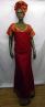 African Red/Gold Six Pleat Skirt Set w/Head Wrap